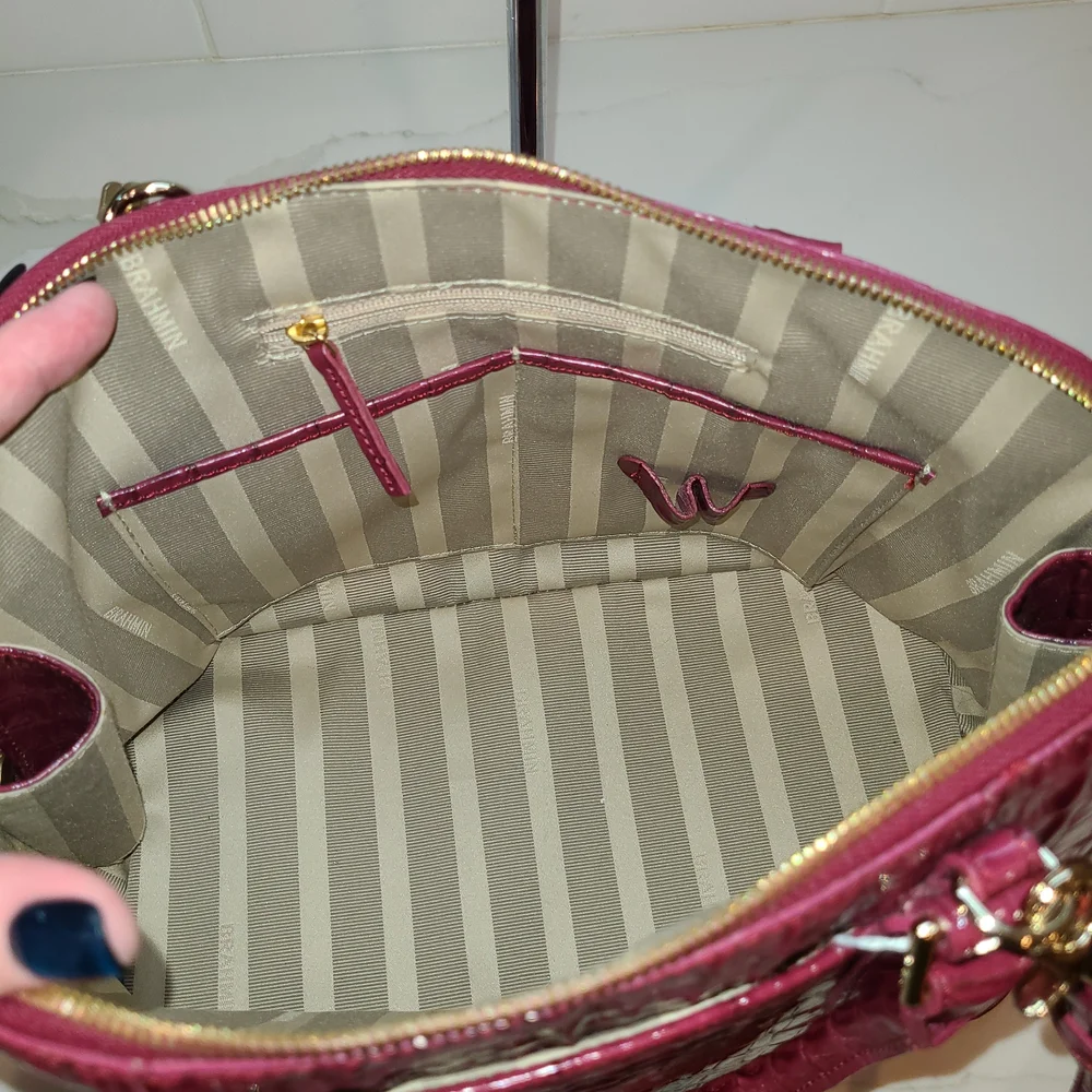 Brahmin Vintage Vivian Prissy Raspberry Set With Wallet EUC made in Italy